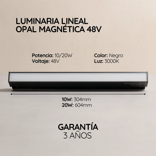 Luminaria LED Lineal Magnética Opal 48V Dimerizable 0-10V