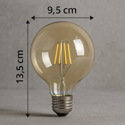 Bombillo LED Vintage G95 Filamento 4W E27 2700K Decorativo