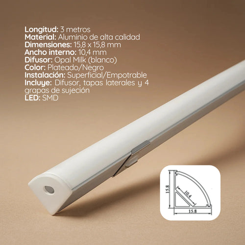 Perfil 1616h esquinero x 3 mtrs