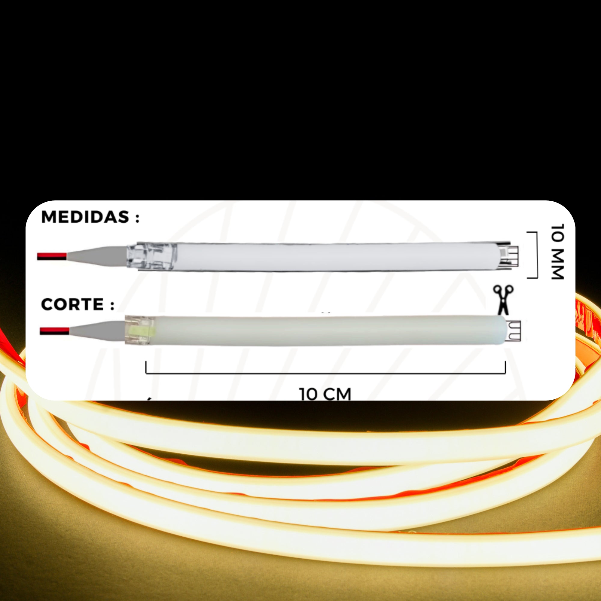 Cinta LED COB 110V 10W Luz Continua sin Puntos x 10 Metros