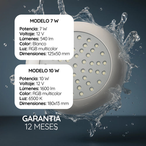 Luminaria Sumergible Multicolor plana con control