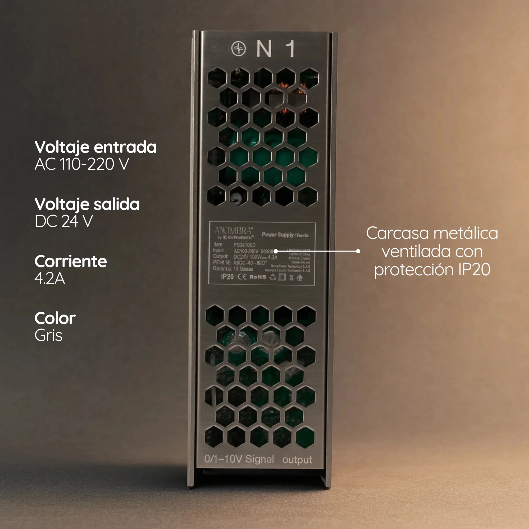 Fuente Slim Dimer 24V 4.2A IP20 – Fuente de poder para tiras LED de alta eficiencia ASOMBRA