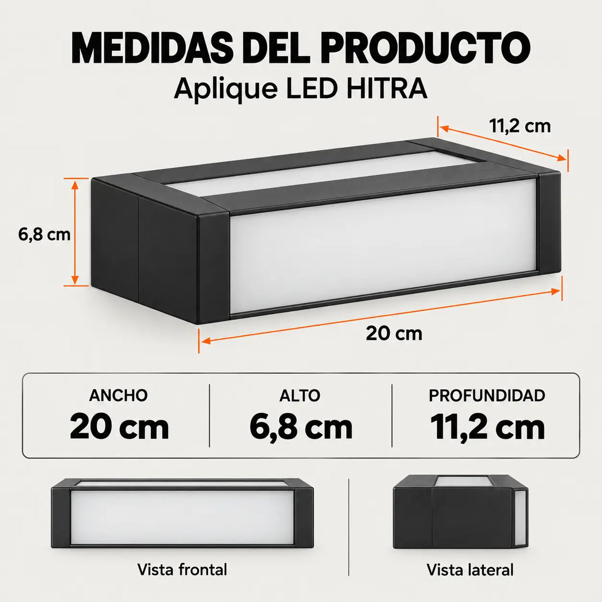 Aplique LED de Pared Negro 6W Luz Cálida