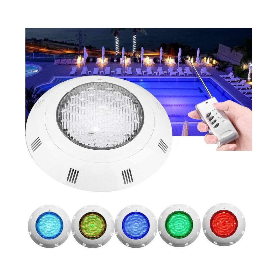 Bala piscina RGB con control LED empaque Surtilight vista frontal