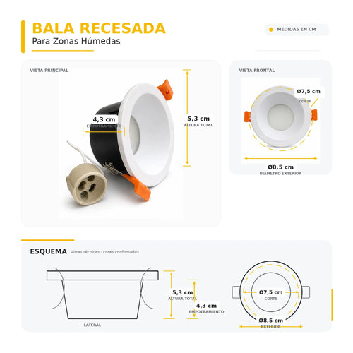 Bala Recesada Redonda para Zonas Húmeda