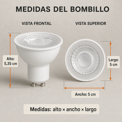 Bombillo LED GU10 COB 6W 120V Haz 40° Multitemperatura