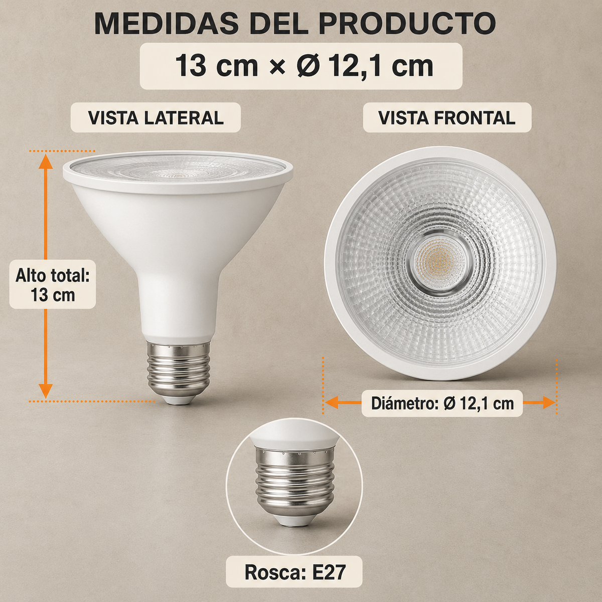 Bombillo LED PAR38 13.5W E27 110V Luz Cálida o Blanca