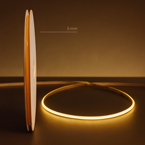 Cinta LED delgada COB 5mm 24V 9W x10 metros