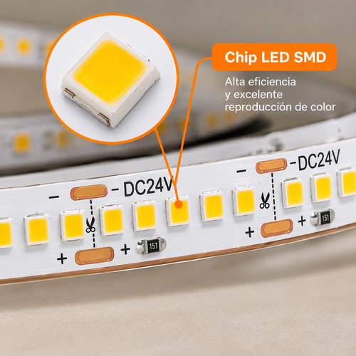 Cinta LED 24V 18W Alta Densidad 240 Chips/m x 10 Metros