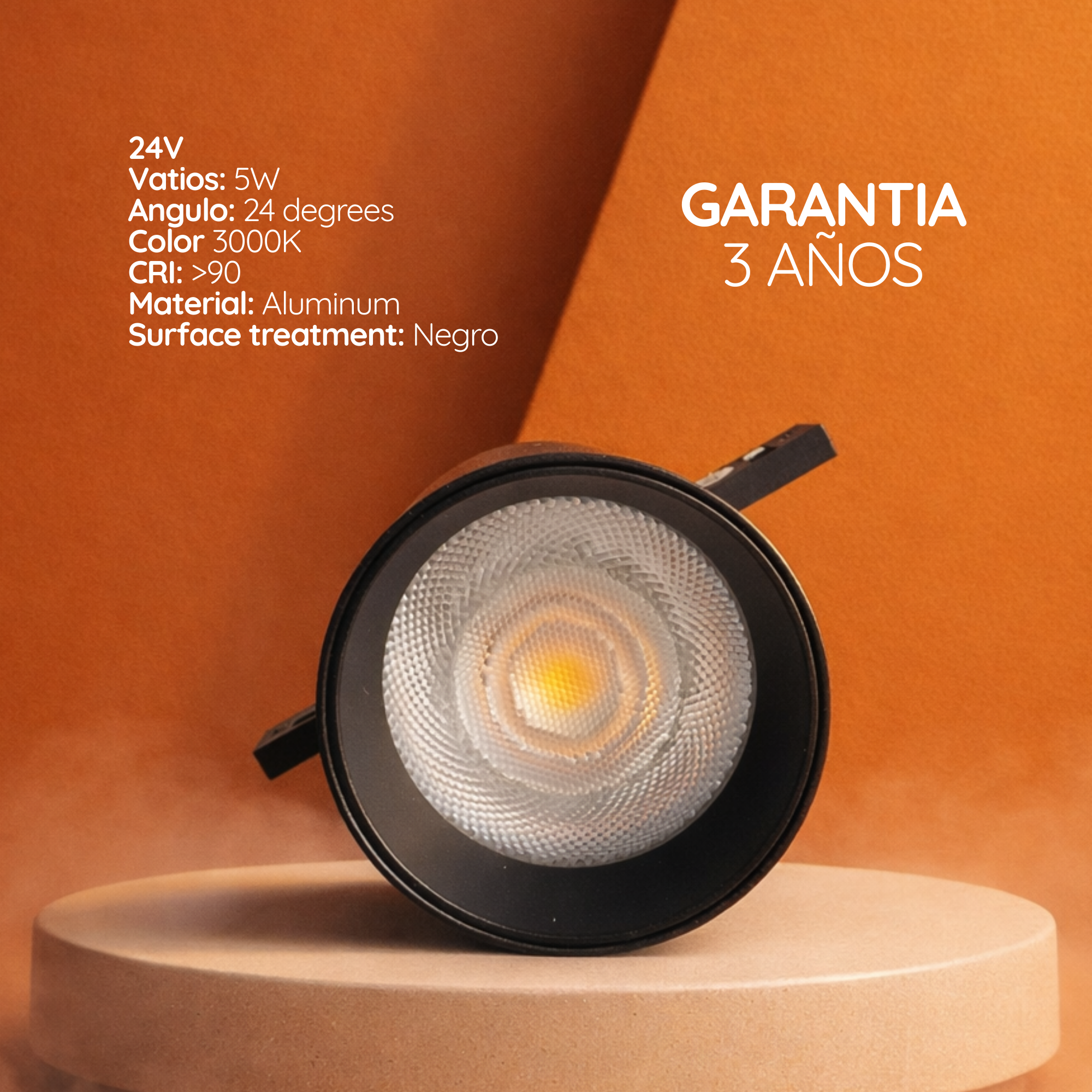 Spot LED Magnético Cilindro Mini 5mm 5W Negro 3000K 24V