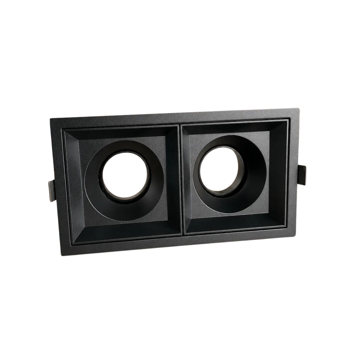 Ojo de Buey Cuadrado Doble Semi Recesado Aluminio + PVC para Bombillo GU10