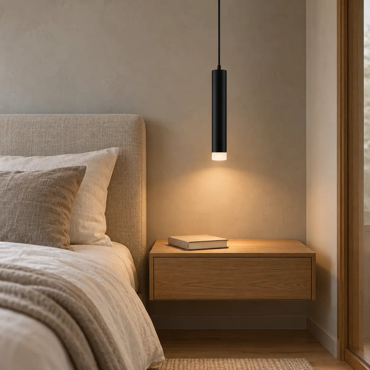 Lámpara Colgante Cilíndrica Negra GU10 de 30 cm con Bombillo LED