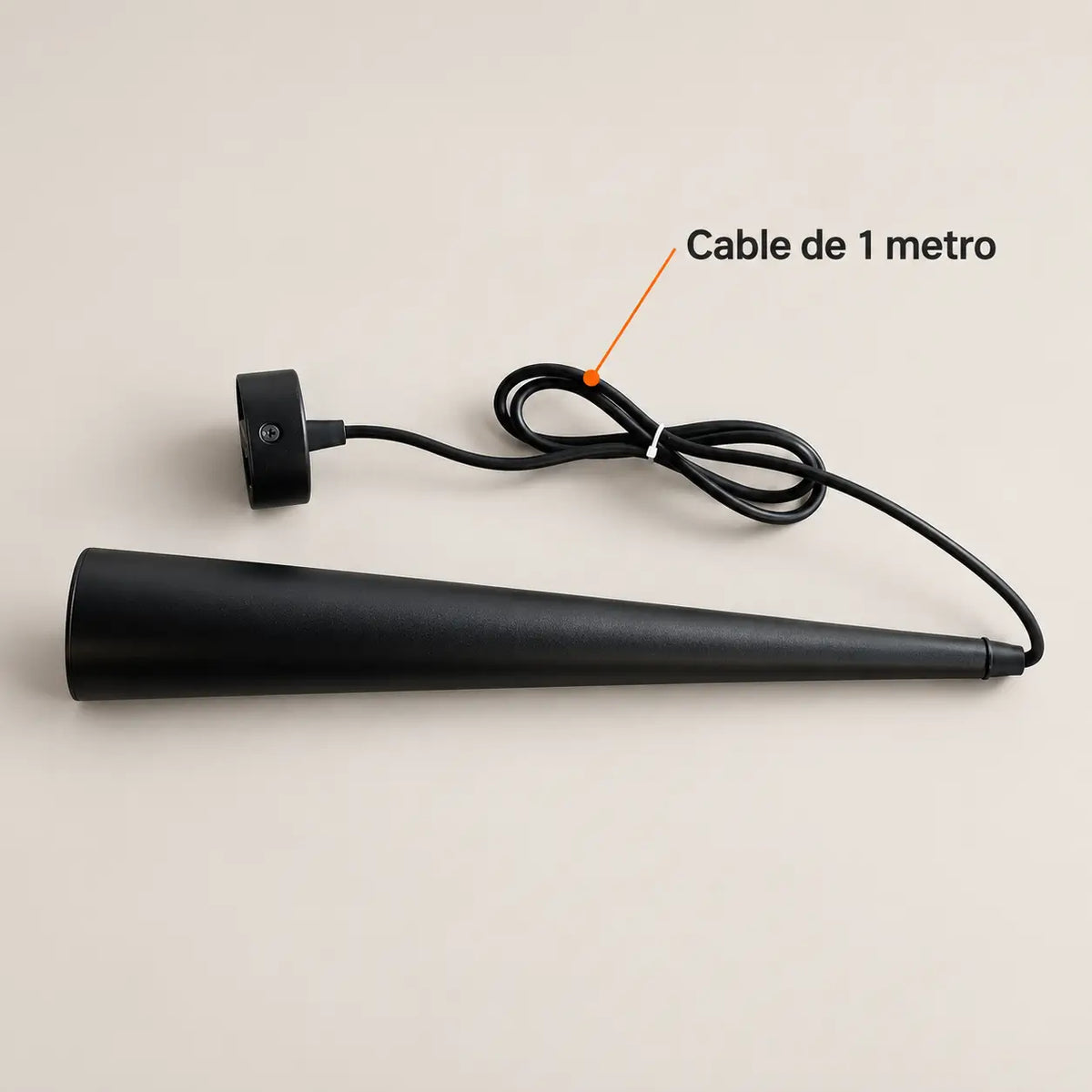 Lámpara Colgante Cónica Negra GU10 de 38 cm con Bombillo LED GU10