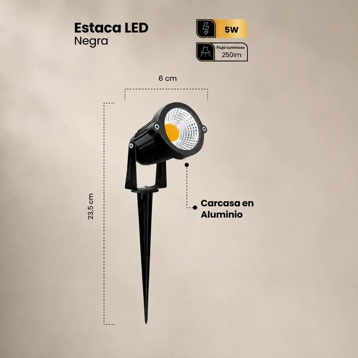 Lámpara LED de Jardín tipo Estaca para Enterrar Exterior 5W 3000K