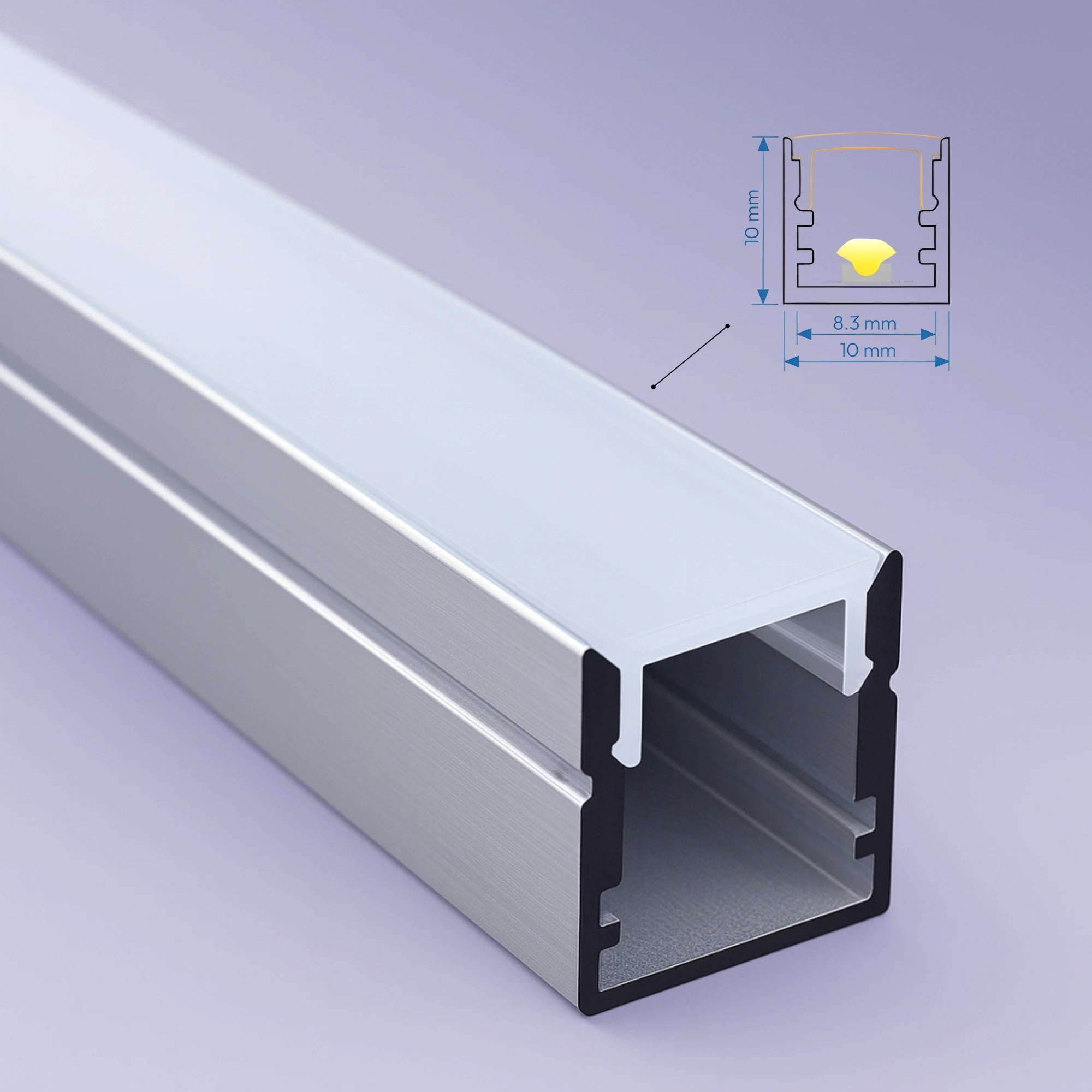Perfil 1010 Sobreponer Plateado x 3 mtrs