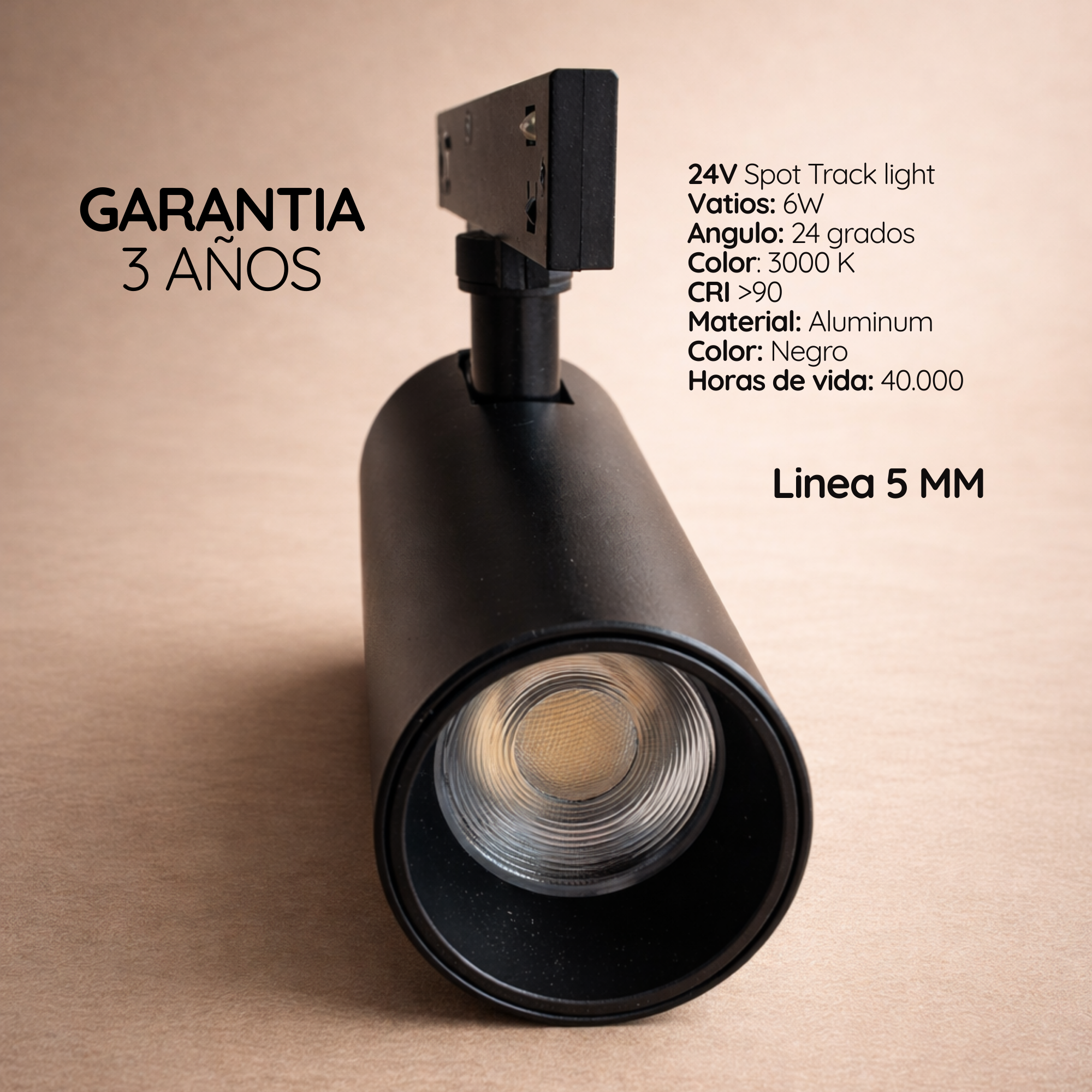 Lámpara Spot LED magnético 5mm 6W Negro