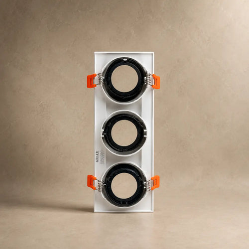 Ojo de Buey Cuadrado Triple PVC para Bombillo GU10 Recesado Blanco/Negro