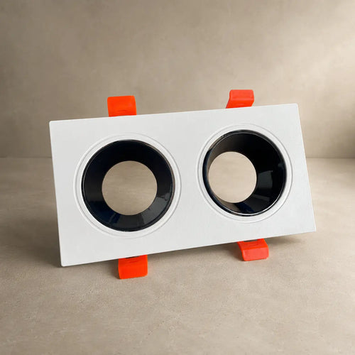 Ojo de Buey Cuadrado Doble PVC para Bombillo GU10 Recesado