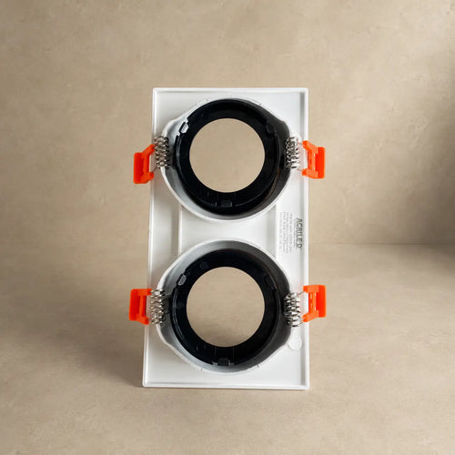Ojo de Buey Cuadrado Doble PVC para Bombillo GU10 Recesado