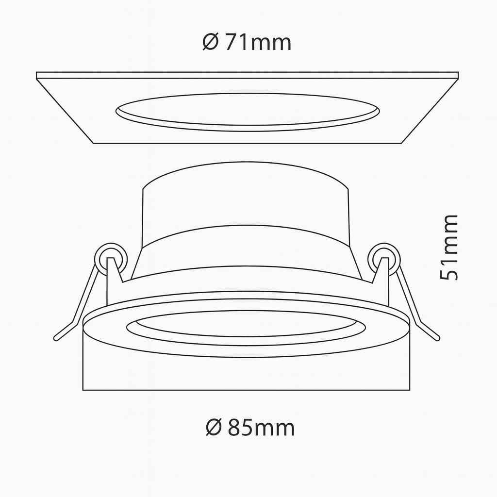 Ojo de Buey LED Incrustar Negro GU10 HURDAL Aluminio