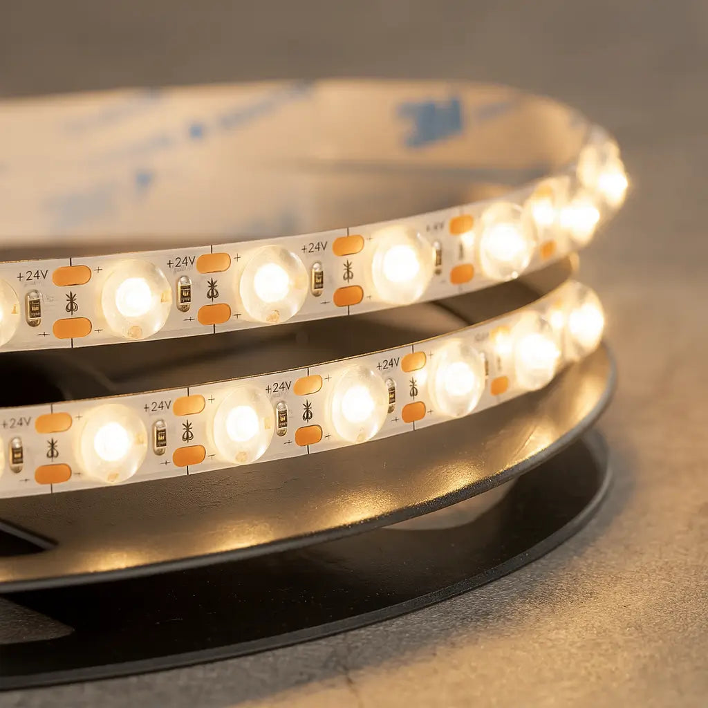 Cinta LED tipo lupa 11 mm de alta potencia X10M (24V, 24W) luz calida