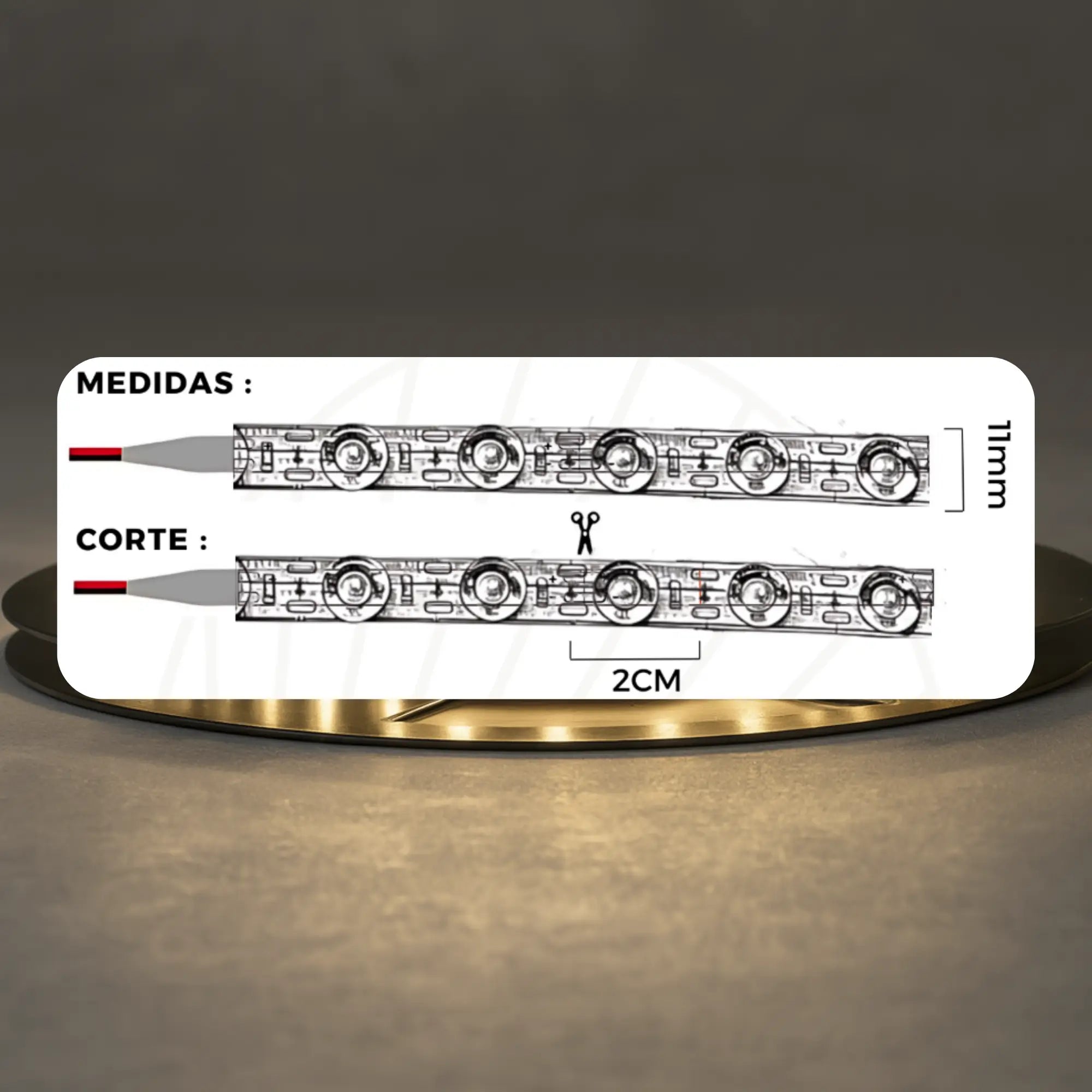 Cinta LED tipo lupa 11 mm de alta potencia X10M (24V, 24W) corte