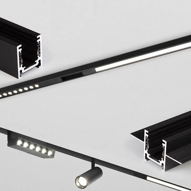 Iluminación magnética lineal de puntos 48V en ambiente comercial moderno
