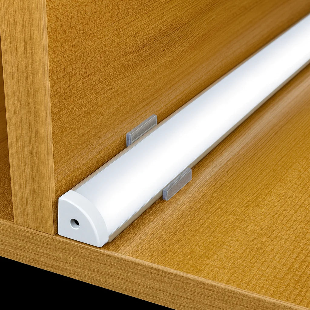 Perfil de aluminio para cinta LED 1616H esquinero en techos, muebles y escaleras