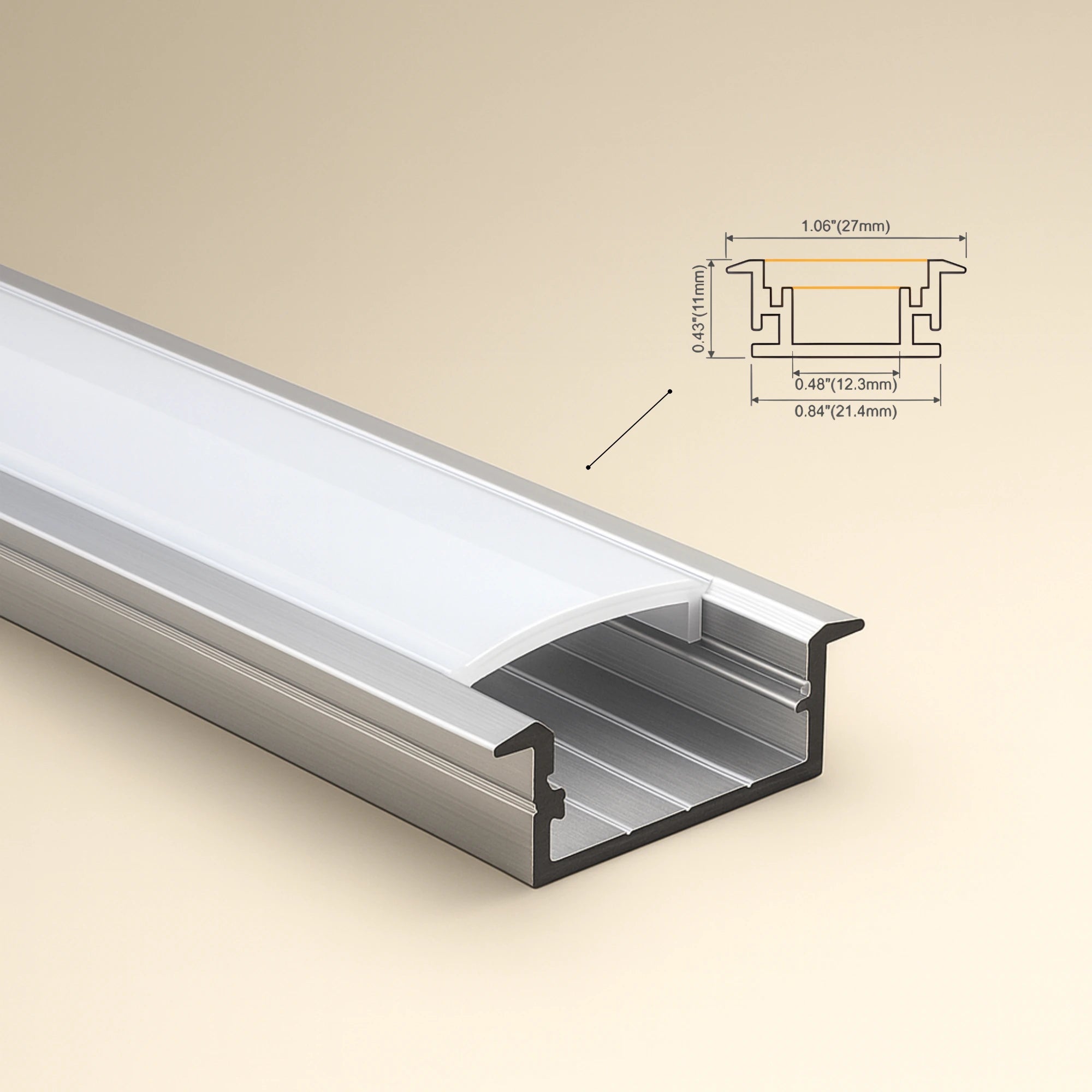Perfil cinta LED piso difusor OPAL (2.1 cm x 1.1cm) x 3 metros aluminio