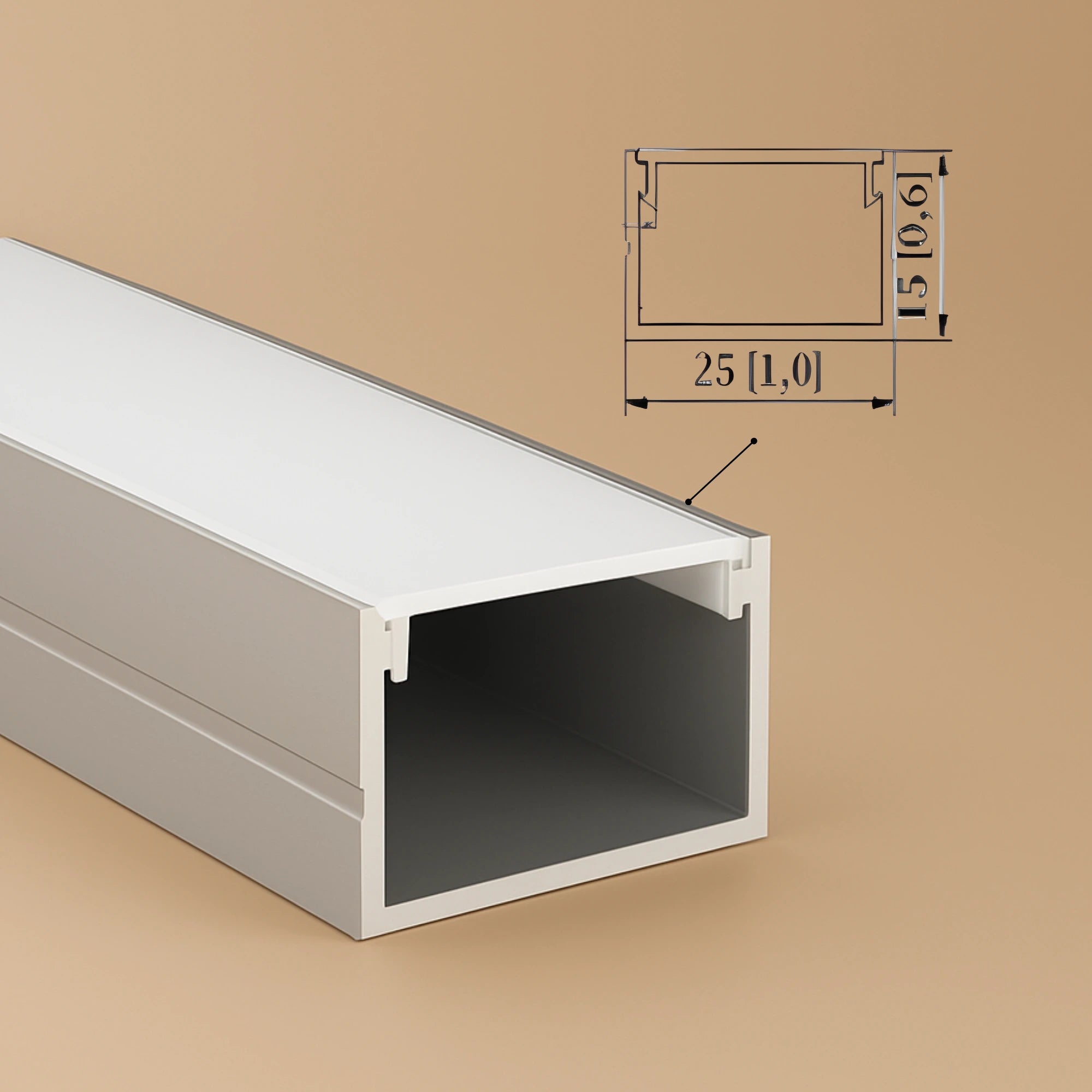 Perfil para cinta LED sobreponer difusor OPAL (2.5cm x 1.5cm) x 3 metros