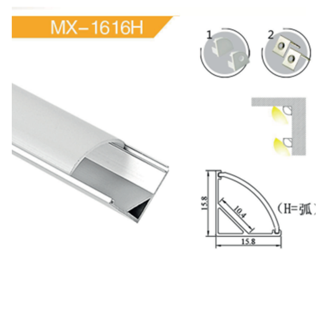 Perfil de Aluminio para Cinta LED Esquinero 45° 1616H x 3 Metros