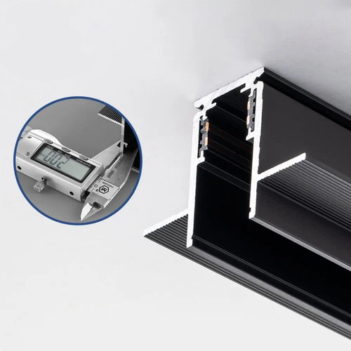 Riel Magnético LED 48V para Incrustar Aluminio Negro 1m–3m