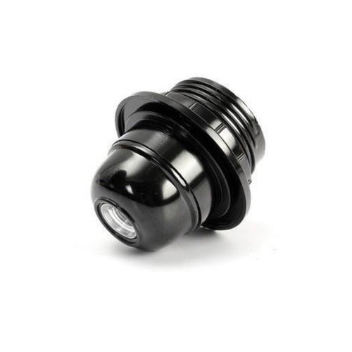 Socket Portalámparas PVC E27 Doble Tuerca para Lámpara Blanco Negro