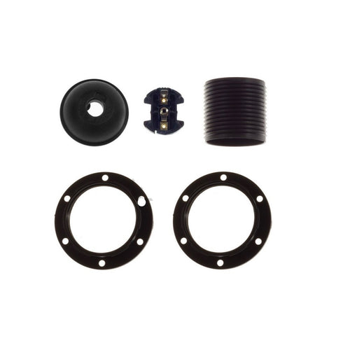 Socket Portalámparas PVC E27 Doble Tuerca para Lámpara Blanco Negro