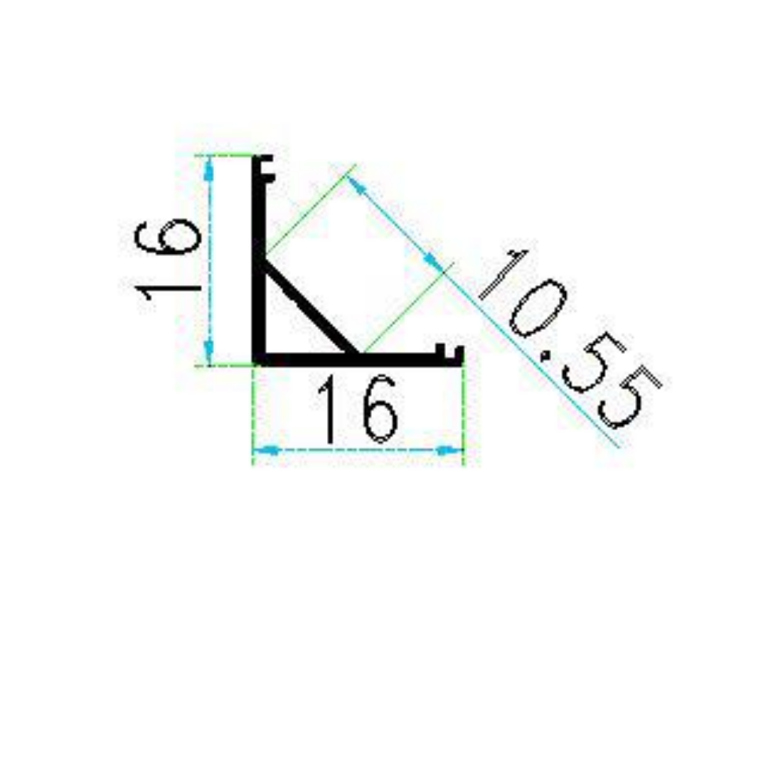 Perfil de Aluminio para Cinta LED Esquinero 45° 1616H x 3 Metros
