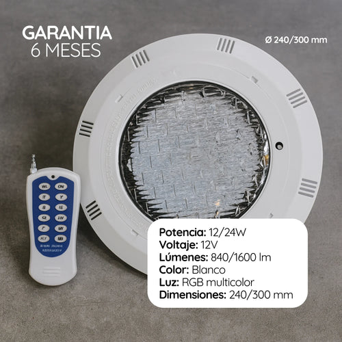 Luminaria Sumergible para piscina Multicolor Sobreponer con control LED