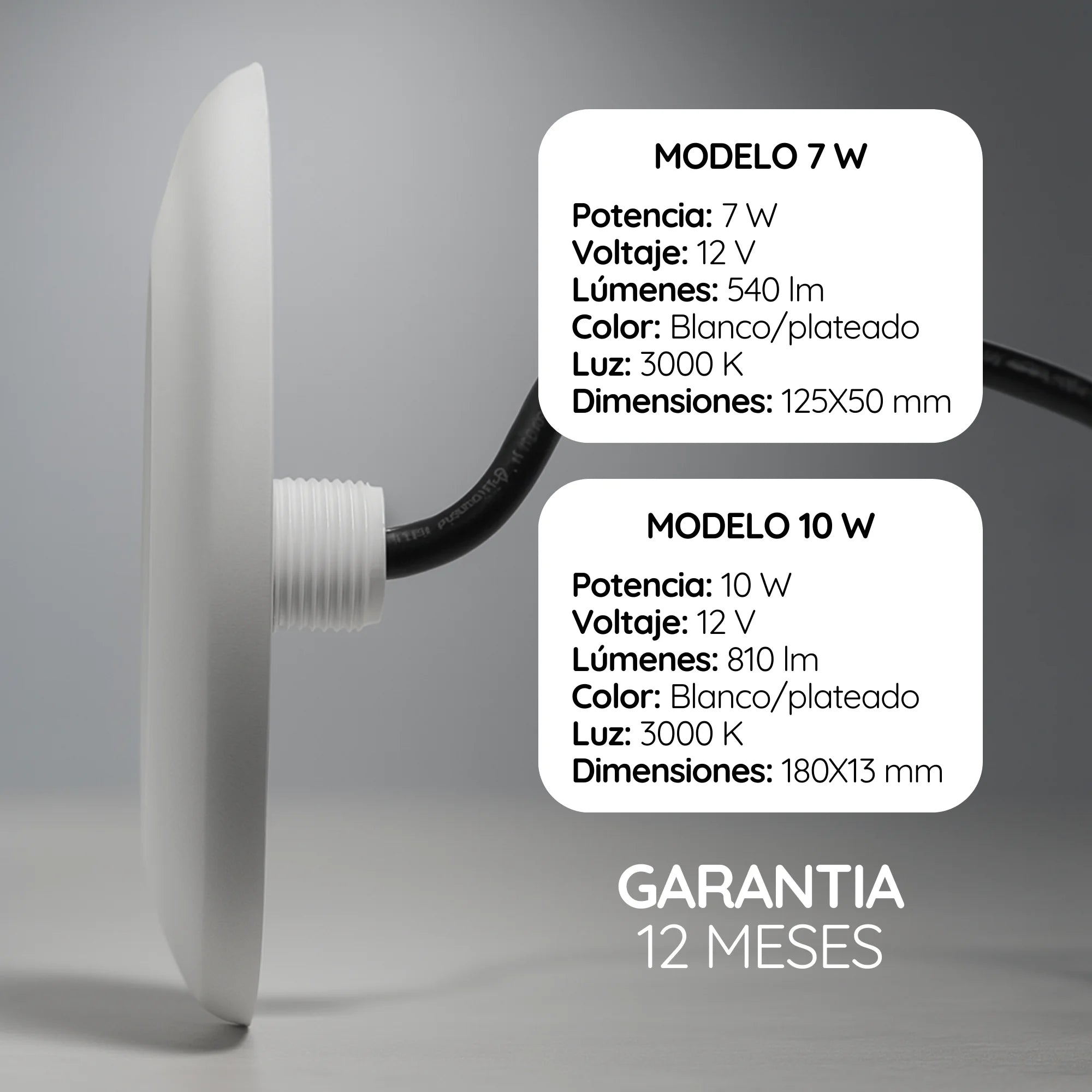 Luminaria LED IP68 vista superior en formato delgado para acople de 1/2 pulgada en piscina