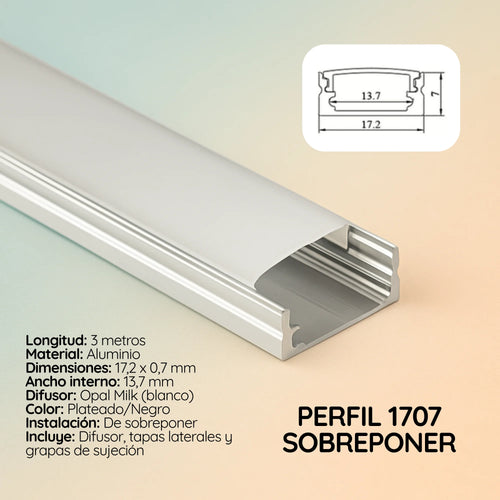 Perfil 1707 Sobreponer x 3 mtrs