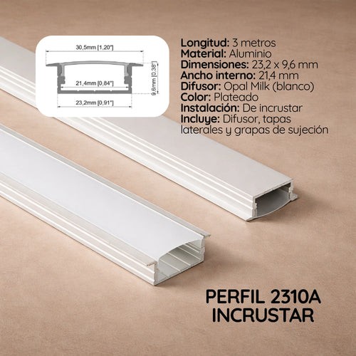 Perfil 2310A incrustar x 3 mtrs