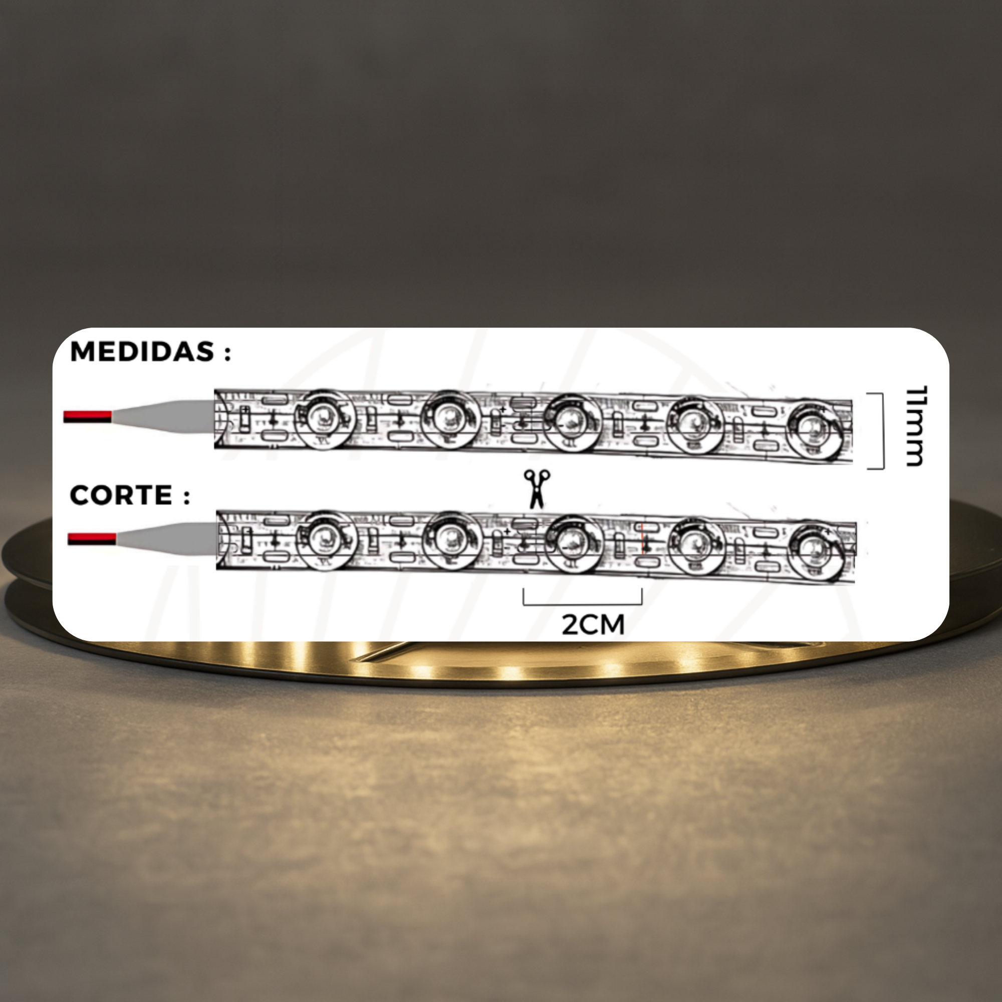 Cinta LED tipo lupa 11 mm de alta potencia X10M (24V, 24W) PREMIUM ASOMBRA