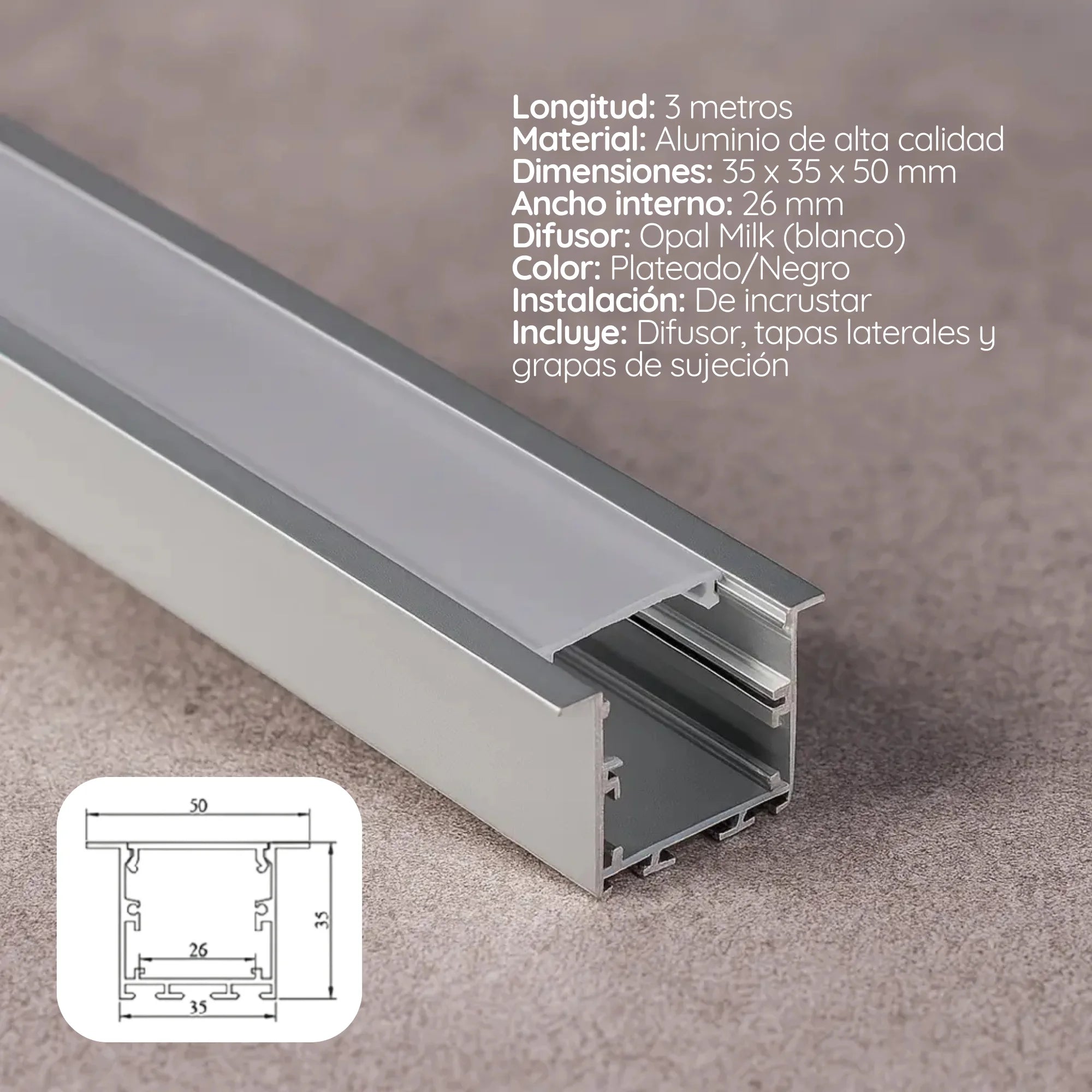 Perfil 3535A INCRUSTAR X 3 MTRS