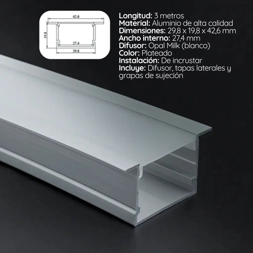 Perfil  3020A incrustar x 3 mtrs