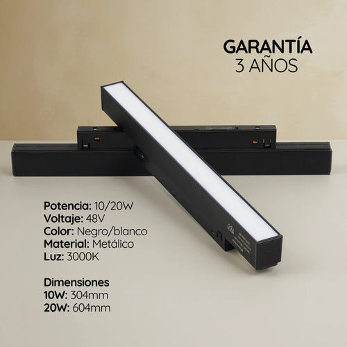 Luminaria LED Lineal Magnética Opal 48V 10W y 20W 3000K