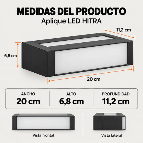 Aplique LED de Pared Negro 6W Luz Cálida
