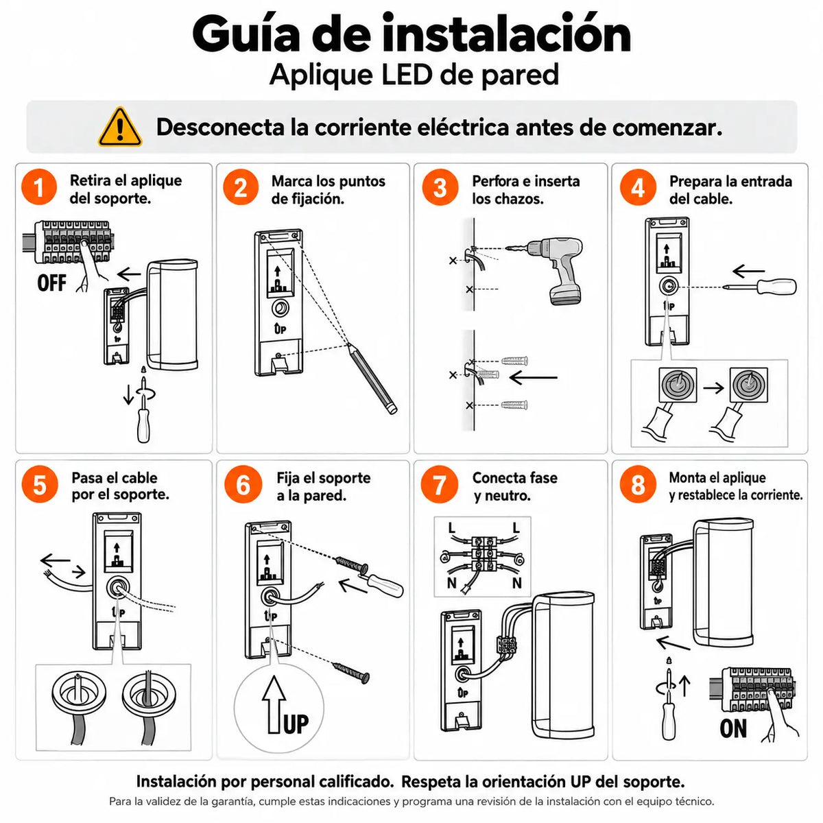 Aplique LED de pared TRANОY 16W negro, luz cálida 3000K