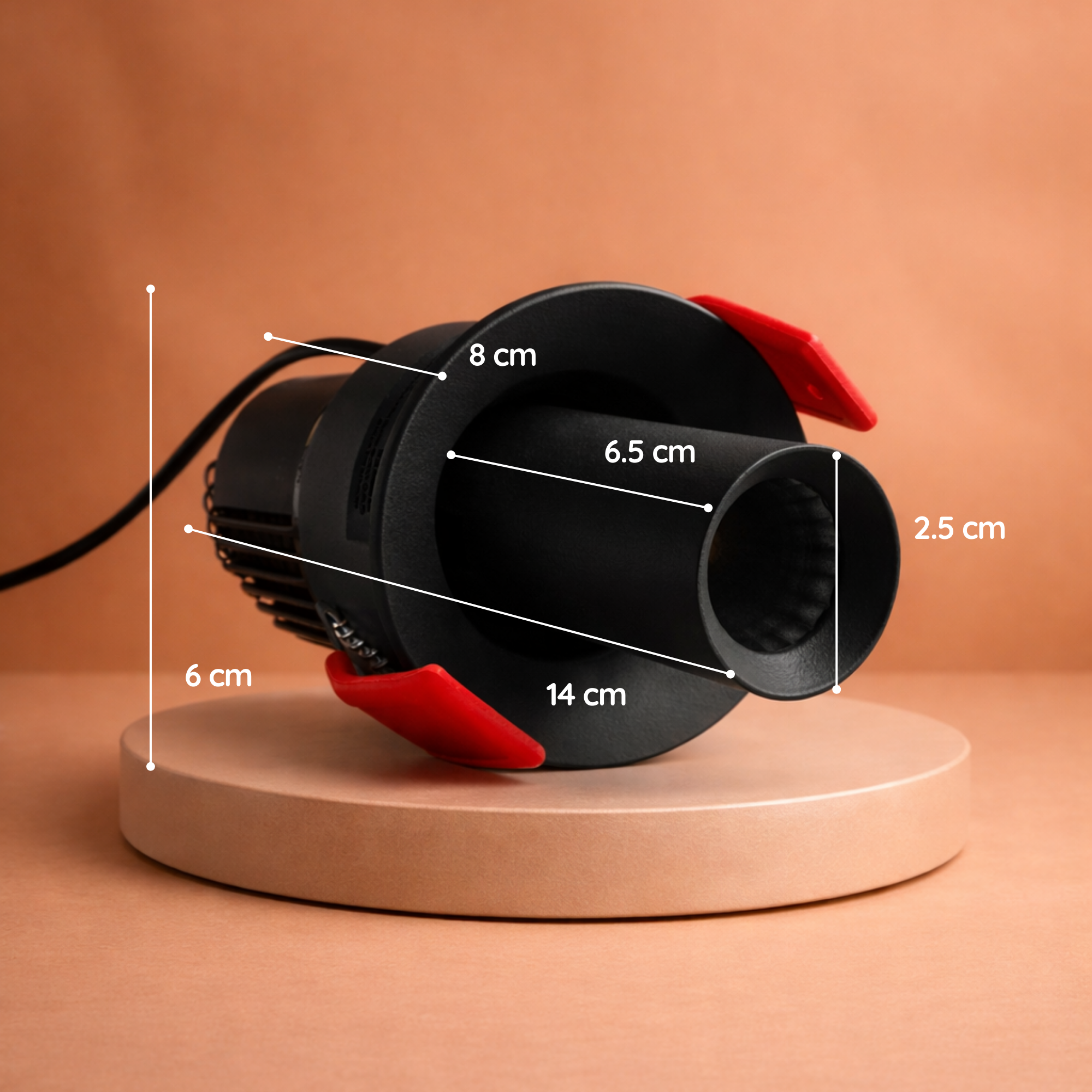 Ojo de Buey LED Dirigible Negro 6W CRI92 Spot Empotrable
