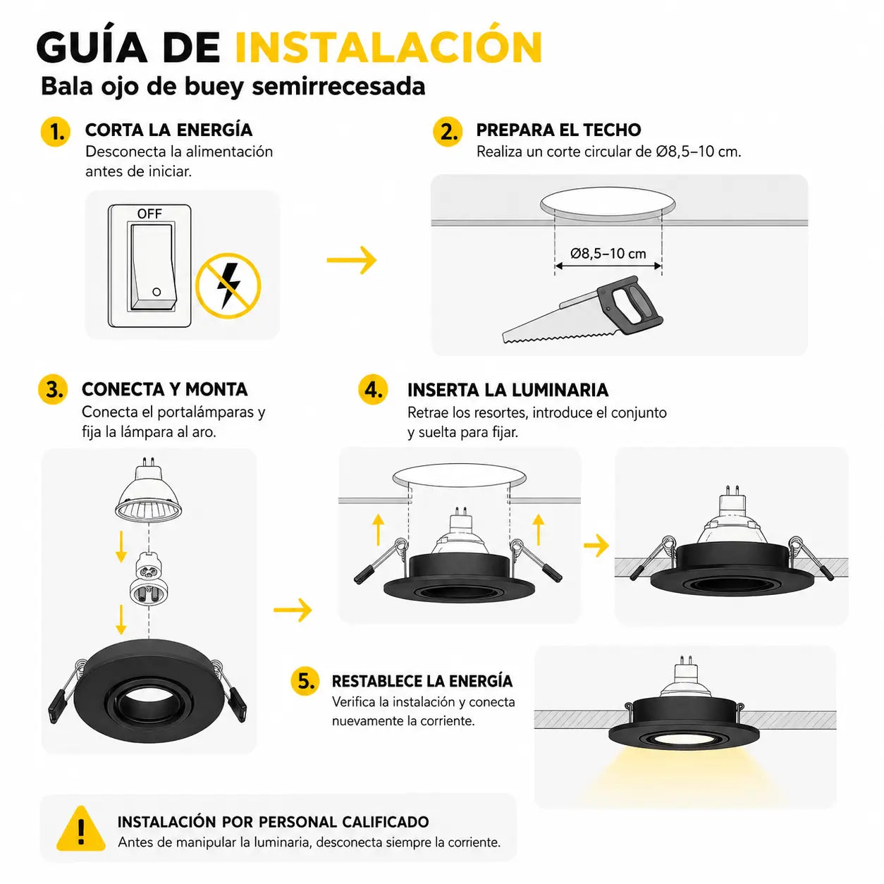 Bala Ojo de Buey Semirrecesada Orientable en Policarbonato