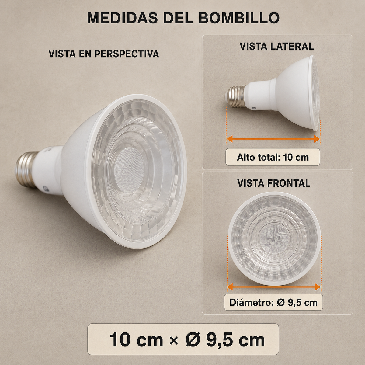 Bombillo LED PAR30 11W E27 110V Luz Cálida para Casa