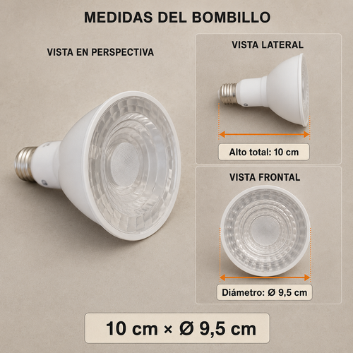 Bombillo LED PAR30 11W E27 110V Luz Cálida para Casa