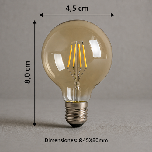 Bombillo LED Vintage G95 Filamento 4W E27 2700K Decorativo